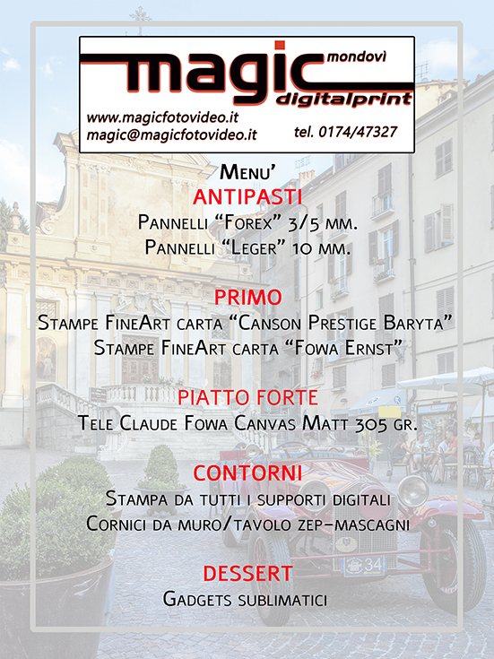 il menù delle nostre lavorazioni